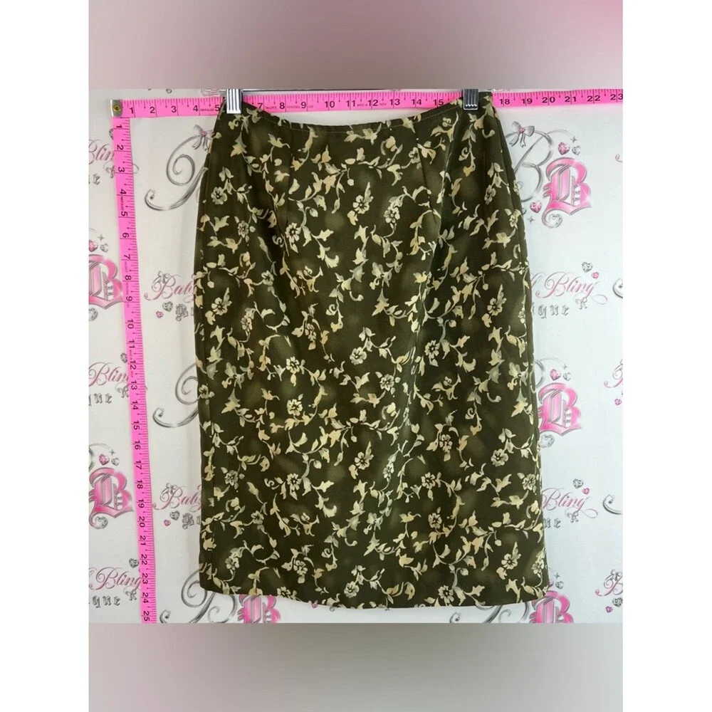 Jessica skirt vintage floral light cream white Olive Green Floral Midi Skirt